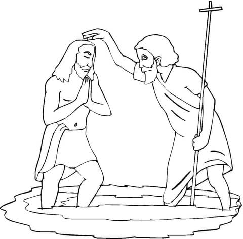 John Baptising Jesus  Coloring Page